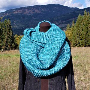 Mermaid Scale, Handmade Knit Infinity Scarf
